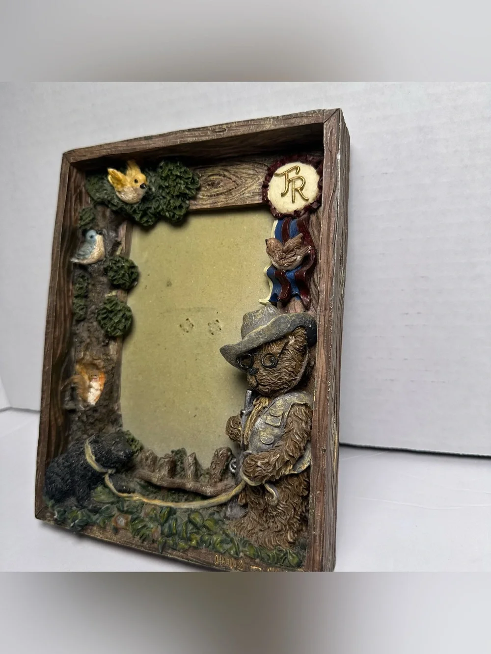 Rustic 3D Teddy Black Bear Picture Frame Woodland Cabin Lodge Hunting Decor USA
